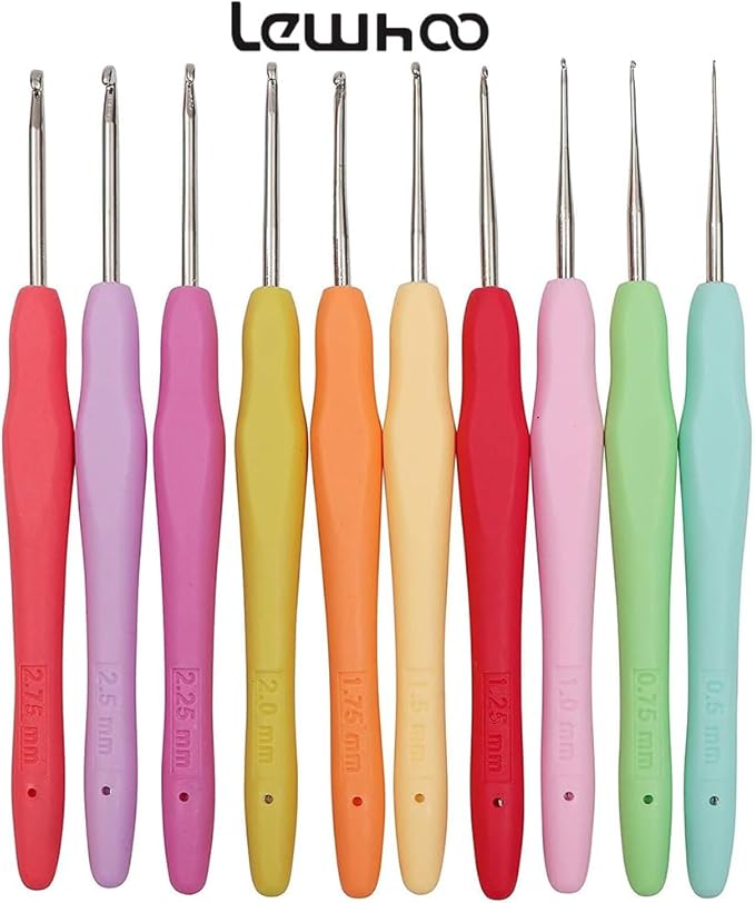 10pcs Small Size Lace Crochet Hooks (0.5~2.75mm), Small Ergonomic Crochet Hooks Set for Thread