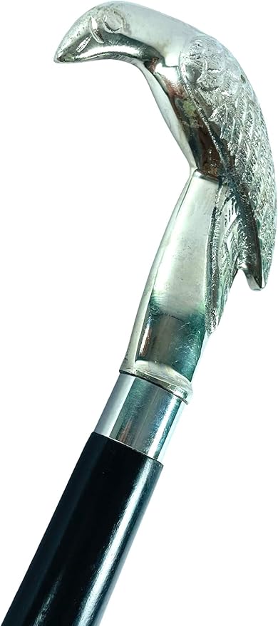 All Black Snake Handle Spiral Wooden Walking Cane