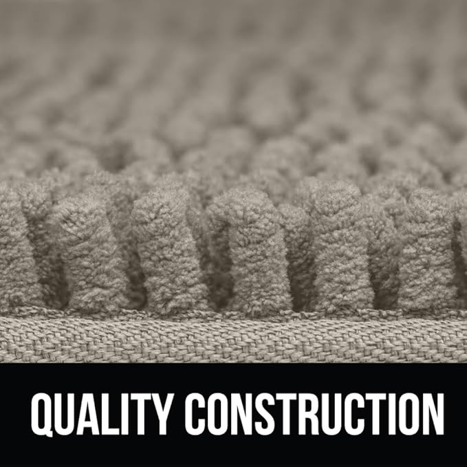 KANGAROO Bathroom Rugs, Chenille Soft Absorbent Bath Rug, Shaggy Shower Mat, Quick Dry Machine Wash Bathmat, Plush Carpet Mats for Tub, Bathtub and Room Home Decor Accessories, 24x17, Beige