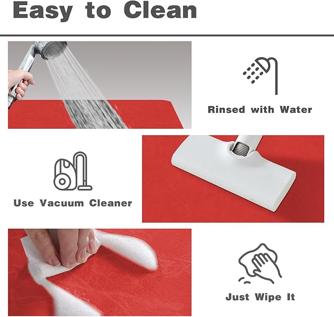 Christmas Bath Mat, Bathroom Rugs Non Slip Washable Thin Absorbent Quick Dry Bath Mat Fits Under Door Bathroom Floor Mat Perfect for Bath, Shower, or Sink 36"x60" Red