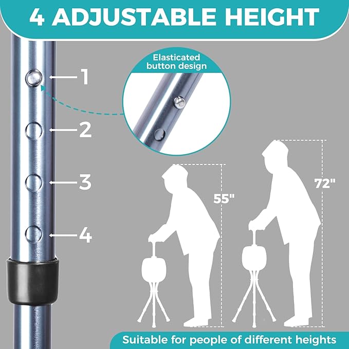 Portable Adjustable Folding Walking Cane with Seat ，Cane seat for Seniors with Magnetic Massage Handle, Supports up to 330 Pounds