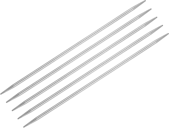 uxcell 5Pcs Knitting Needle 3mm Diameter 5.9 Inches Length Stainless Steel Double Pointed Sweater Stitching Needles for Handmade Projects DIY Knitting