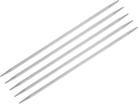 uxcell 5Pcs Knitting Needle 3mm Diameter 5.9 Inches Length Stainless Steel Double Pointed Sweater Stitching Needles for Handmade Projects DIY Knitting