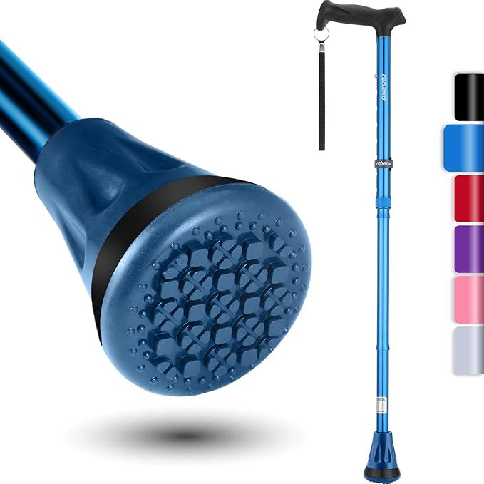 REHAND Walking Cane - Foldable, Adjustable, Collapsible Walking Canes for Men & Women, Heavy Duty All Terrain Tip, with Travel Bag | Walking Sticks for Seniors & Adults