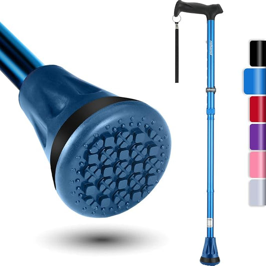 REHAND Walking Cane - Foldable, Adjustable, Collapsible Walking Canes for Men & Women, Heavy Duty All Terrain Tip, with Travel Bag | Walking Sticks for Seniors & Adults