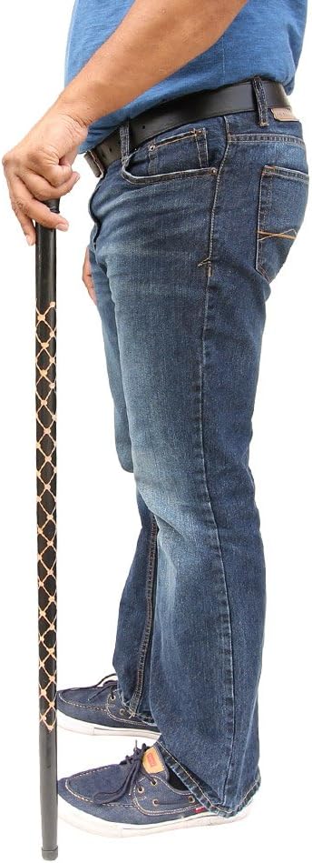 Armory Replicas™ Hand Carved Eucalyptus Walking Cane with Tribal Design - 35.75" Wooden Shaft, Knob Handle, Rubber Tip for Stability – Stylish & Functional Black Cane for Mobility & Fashion