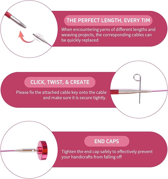 Weabetfu Interchangeable Circular Knitting Needle Set,Birch Wood Interchangeable Knitting Needles with Cable 12 Pairs 3mm-10mm Replacements Round Knitting Needle