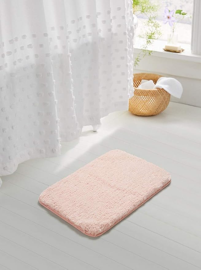 Suchtale Bath Mat (20 x 32, Blush) Microfiber Shaggy Soft, Non-Slip, Machine Washable, Thick Plush Shower Mat
