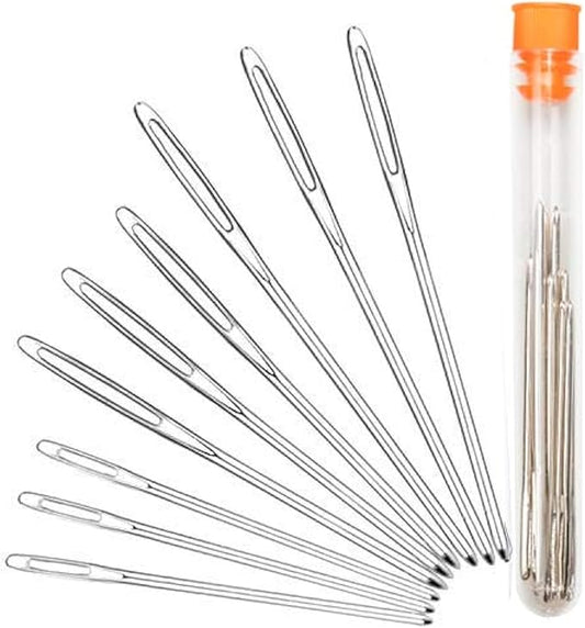 Hekisn Large-Eye Blunt Needles, Stainless Steel Yarn Knitting Needles, Sewing Needles, Crafting Knitting Weaving Stringing Needles,Perfect for Finishing Off Crochet Projects (9 Pieces)