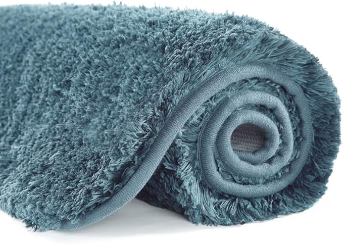 Suchtale Non Slip Bath Mat (16 x 24, Slate) Water Absorbent Soft Microfiber Shaggy Bath Mat Thick Plush Rug for Shower Machine Washable