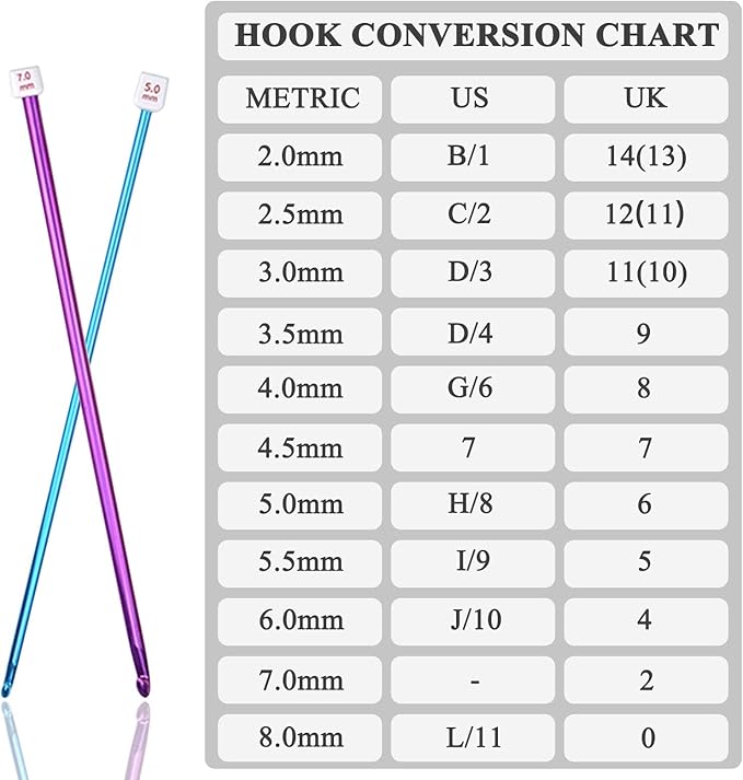 Coopay Long Crochet Hook Set, 11pcs Tunisian Multicolor Afghan Crochet Needles for Crocheting, 2mm(B)-8mm(L), Great Knitting & Crochet Supplies Tool for Beginner, Crocheter & Knitter