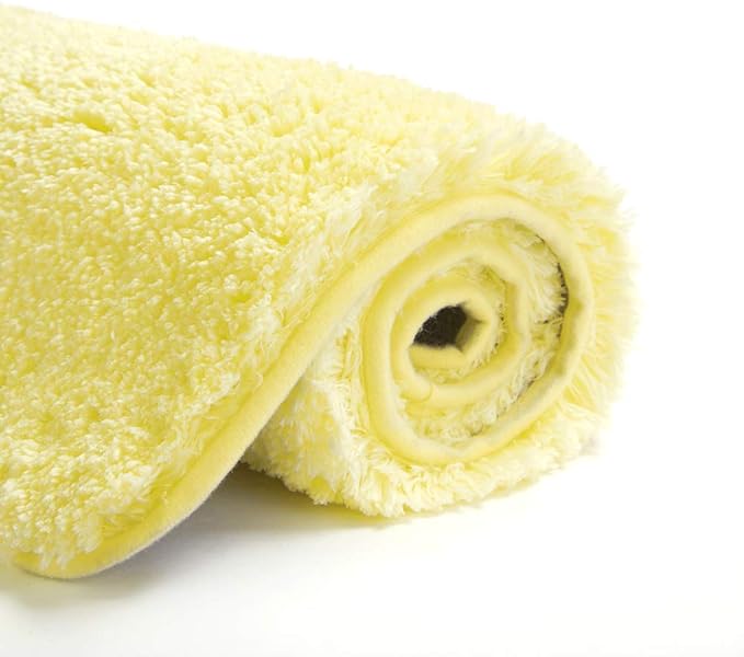Suchtale Non Slip Bath Mat (20 x 32, Yellow) Water Absorbent Soft Microfiber Shaggy Bathroom Rug Machine Washable Thick Plush Shower Mat