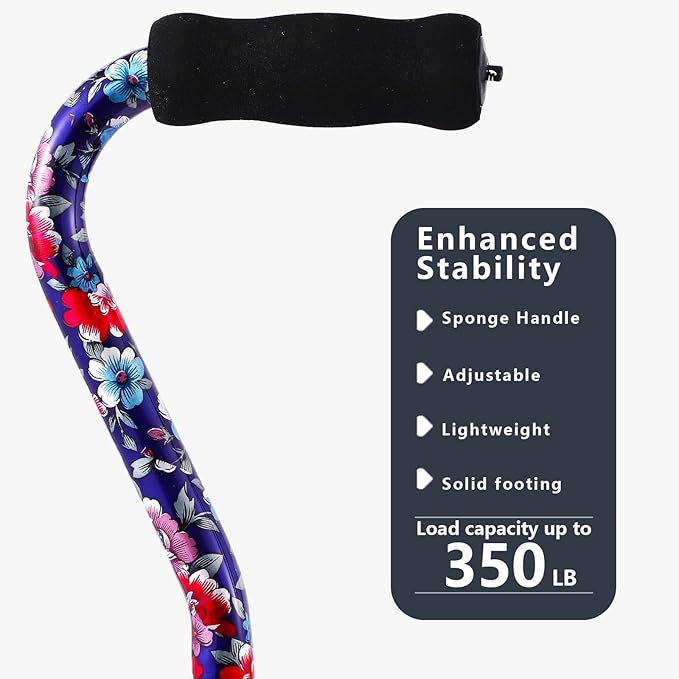 Elegant Walking Cane for Women, Foldable & Adjustable Cane for Seniors with Self-Standing Tip | Lightweight Mobility Aid for Stability & Balance Support