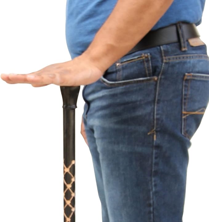 Armory Replicas™ Hand Carved Eucalyptus Walking Cane with Tribal Design - 35.75" Wooden Shaft, Knob Handle, Rubber Tip for Stability – Stylish & Functional Black Cane for Mobility & Fashion