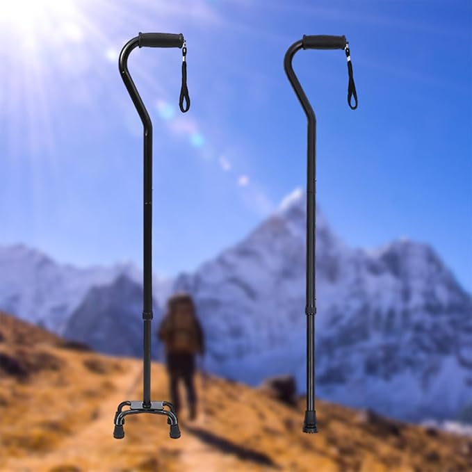 Adjustable Walking Cane for Hiking Travel and Daily Use Detachable with Base