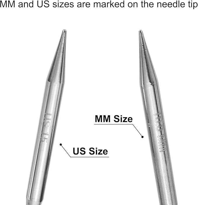 uxcell Size US 15 (10mm) Knitting Needles Circular Needle 47 Inch(120cm) Round Metal Stainless Steel Needle for Handmade Projects DIY Knitting White
