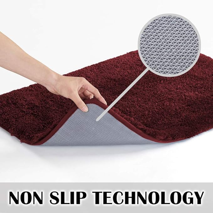 Suchtale Large Bathroom Rug Extra Soft and Absorbent Shaggy Bathroom Mat (24 x 40, Red) Machine Washable Microfiber Bath Mat for Bathroom, Non Slip Bath Mat, Luxury Bathroom Floor Mats Rubber Back