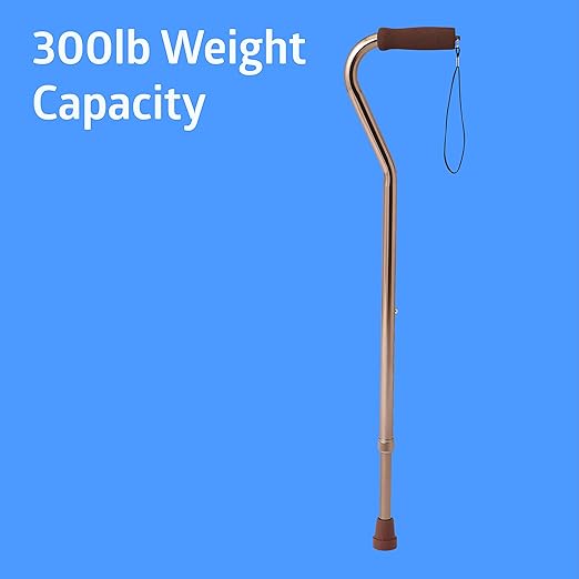 Medline Aluminum-Bronze Offset Walking Cane, Adjusts 29–38” & Supports Up to 300 Lbs. — Mobility Aid Provides Balance for Seniors & Adults