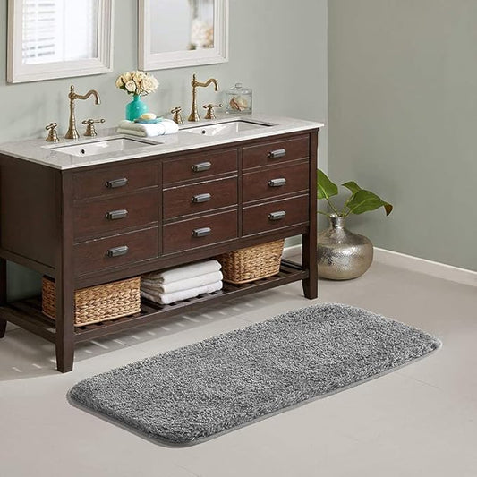 Suchtale Large Bathroom Rug Extra Soft and Absorbent Shaggy Bathroom Mat (24 x 60, Dark Grey) Machine Washable Microfiber Bath Mat for Bathroom, Non Slip Bath Mat, Bathroom Floor Mats Rubber Back