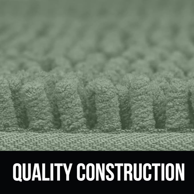 KANGAROO Bathroom Rugs, Chenille Soft Absorbent Bath Rug, Shaggy Shower Mat, Quick Dry Machine Wash Bathmat, Plush Carpet Mats for Tub, Bathtub and Room Home Decor Accessories, 42x24, Sage