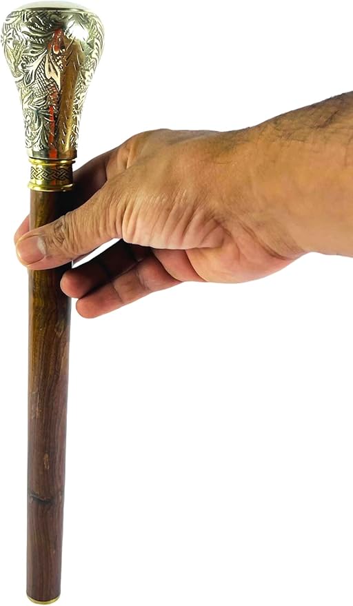 All Black Snake Handle Spiral Wooden Walking Cane