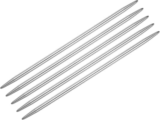 uxcell 5Pcs Knitting Needle 4.5mm Diameter 5.9 Inches Length Stainless Steel Double Pointed Sweater Stitching Needles for Handmade Projects DIY Knitting