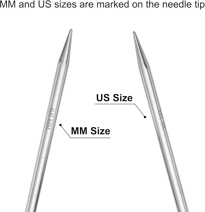 uxcell Size US 10 (6mm) Knitting Needles Circular Needle 47 Inch(120cm) Round Metal Stainless Steel Needle for Handmade Projects DIY Knitting Yellow