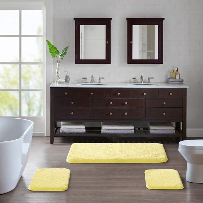 Suchtale Extra Soft & Absorbent Shaggy Bath Mat (24 x 60, Yellow) - Machine Washable Microfiber, Non Slip, Luxury Floor Mat
