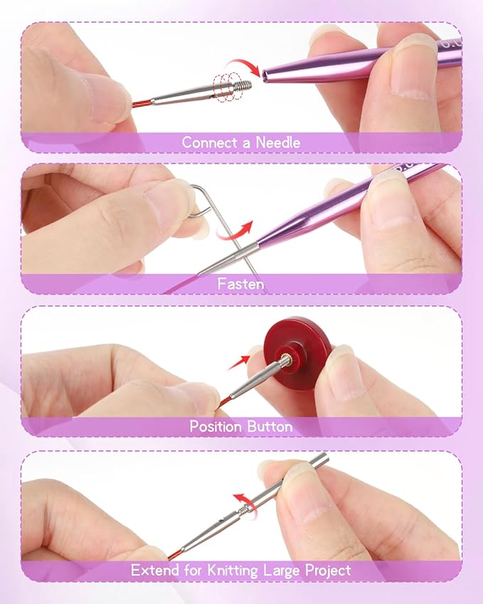 Aeelike Interchangeable Knitting Needles Set,13 Pairs Circular Knitting Needles Aluminum (Size 3.0mm-10.0mm) with 4 Cables for DIY Crafts Socks Blankets Cushions, Ideal Crochet Gift