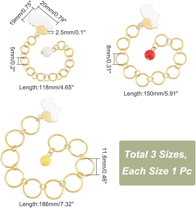 NBEADS 3 Pcs 3 Sizes Sheep Charm Knitting Row Counter Chains, Row Counter Chains with Acrylic Bead and Alloy Enamel Pendant for Knitting Crochet Tracking Project Progress