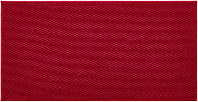 Christmas Bathroom Rugs Non Slip Washable, Super Absorbent Thin Bath Mat Quick Dry Low Pile Bathroom Rug, Red 24"x47"