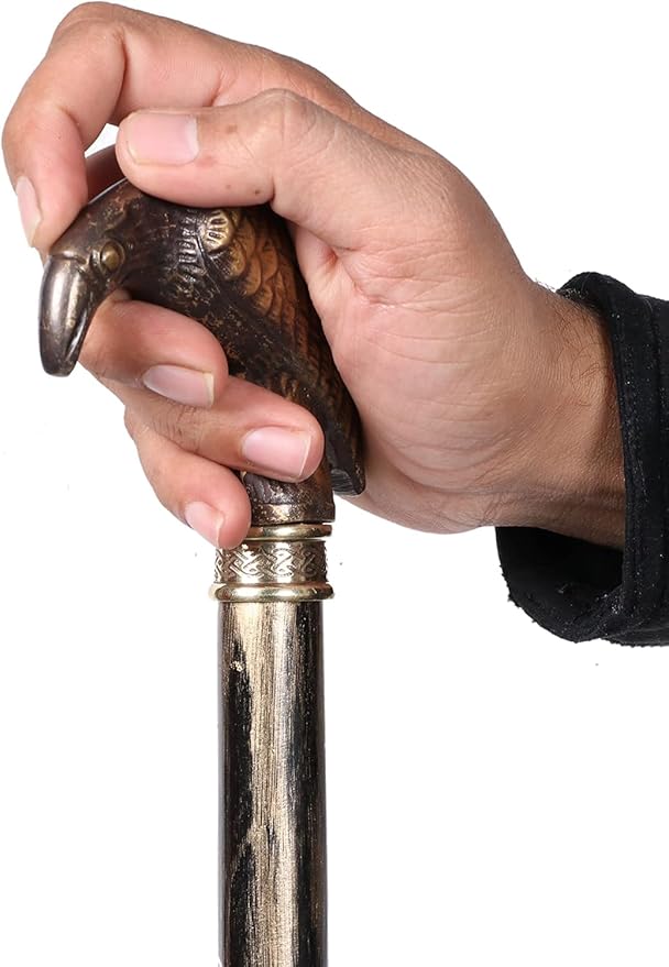 All Black Snake Handle Spiral Wooden Walking Cane