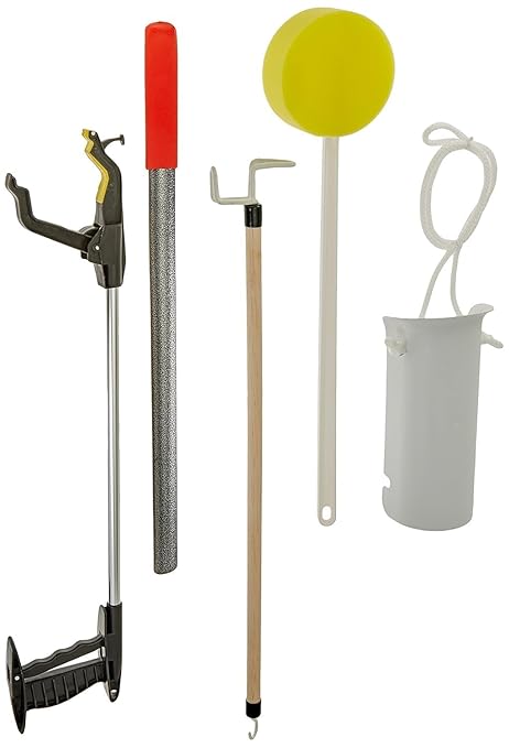 Sammons Preston Hip Kit III, Total Hip Replacement Recovery Kit to Avoid Bending and Moving Hips, ADL Tools for Elderly, Including Reacher Grabber, Sock Notch, Sponge, Dressing Stick, and Shoehorn