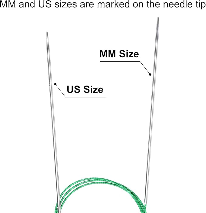 uxcell Size US 1 (2.25mm) Knitting Needles Circular Needle 40 Inch(100cm) Round Metal Stainless Steel Needle for Handmade Projects DIY Knit Blankets