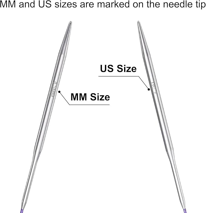 uxcell Size US 7 (4.5mm) Knitting Needles Circular Needle 16 Inch(40cm) Round Metal Stainless Steel Needle for Handmade Projects DIY Knitting