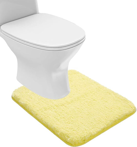 Suchtale Non Slip Bath Mat, Soft Microfiber Shaggy Bath Mat, Machine Washable, Thick Plush U Shape Toilet Rug (20 x 24, Yellow)