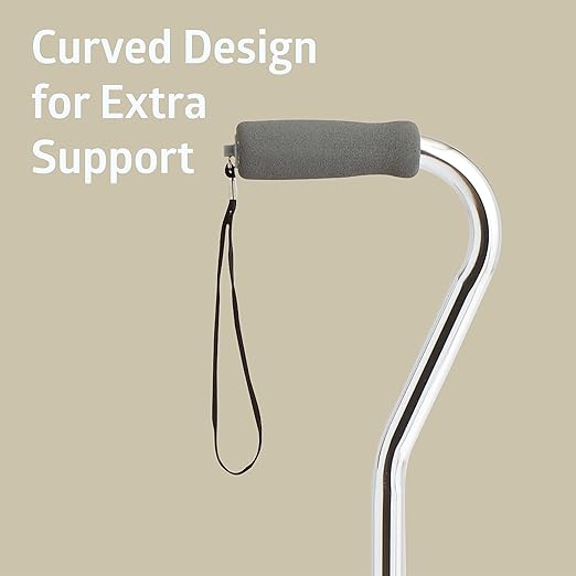 Medline Aluminum-Chrome Offset Walking Cane, Adjusts 29–38” & Supports Up to 300 Lbs. — Mobility Aid Provides Balance for Seniors & Adults