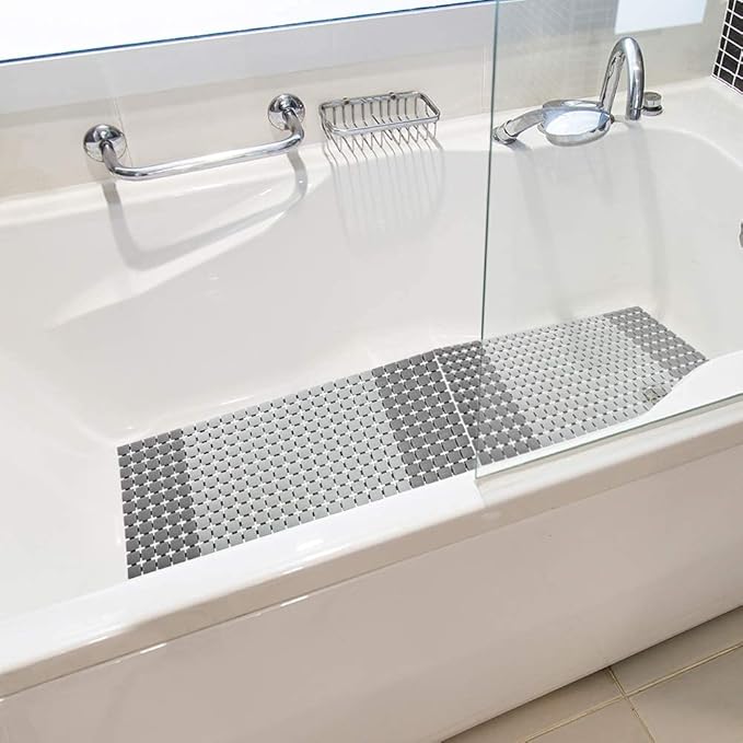 Non Slip Massage Bathtub Mat,Shower Mat Non Slip 33.4 x 15.7 Inch Large Size with Suction Cups and Drain Holes Bath Mat for Tub