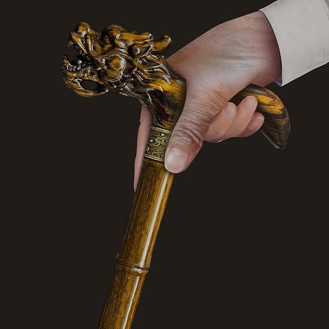 Wooden Cane, Hand Carved High-end Walking Cane for Men and Women, Lightweight Design Support Up to 500lbs Dragon Canes for Seniors, Suitable for Discerning Personal and Gift Use