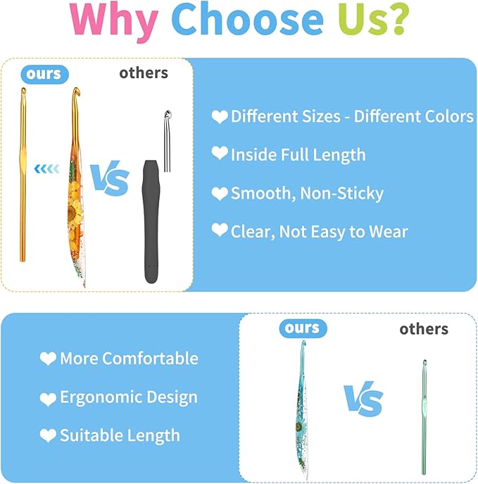 Coopay Crochet Hooks, 5mm Ergonomic Crochet Hook with Floral Plastic Grips, Stylish and Unique, Ideal for Crocheting Blankets, Dolls, Shawls, Hats, Scarves (H-5.0mm)