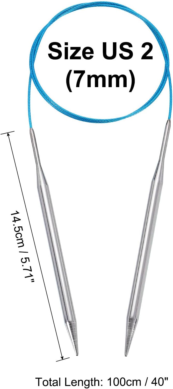 uxcell Size US 10.5 (7mm) Knitting Needles Circular Needle 40 Inch(100cm) Round Metal Stainless Steel Needle for Handmade Projects DIY Knitting Blue