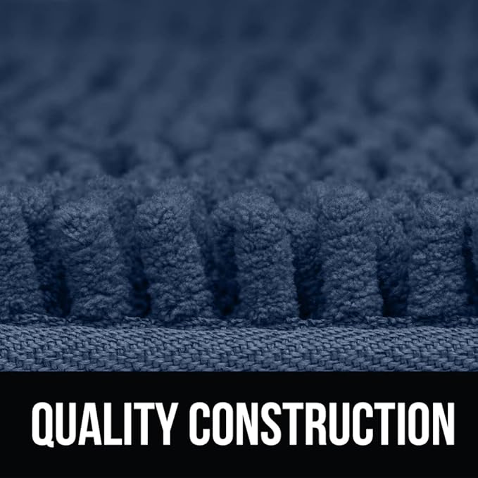 KANGAROO Bathroom Rugs, Chenille Soft Absorbent Bath Rug, Shaggy Shower Mat, Quick Dry Machine Wash Bathmat, Plush Carpet Mats for Tub, Bathtub and Room Home Decor Accessories, 30x20, Navy