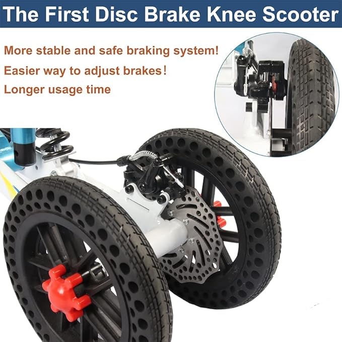 All Terrain Foldable Knee Scooter Walker, Disc Brake Knee Walker for Foot Injuries, Compact Crutches Alternative (Purple)