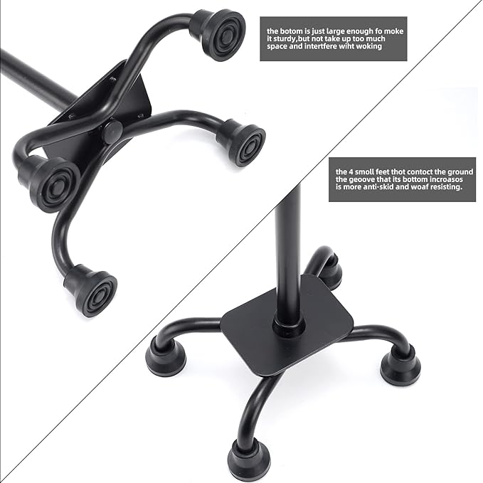 Walking Cane for Women & Men, Adjustable Quad Cane with 4-Prong Base for Stability and Balance, Folding Aluminum Walking Stick for Seniors