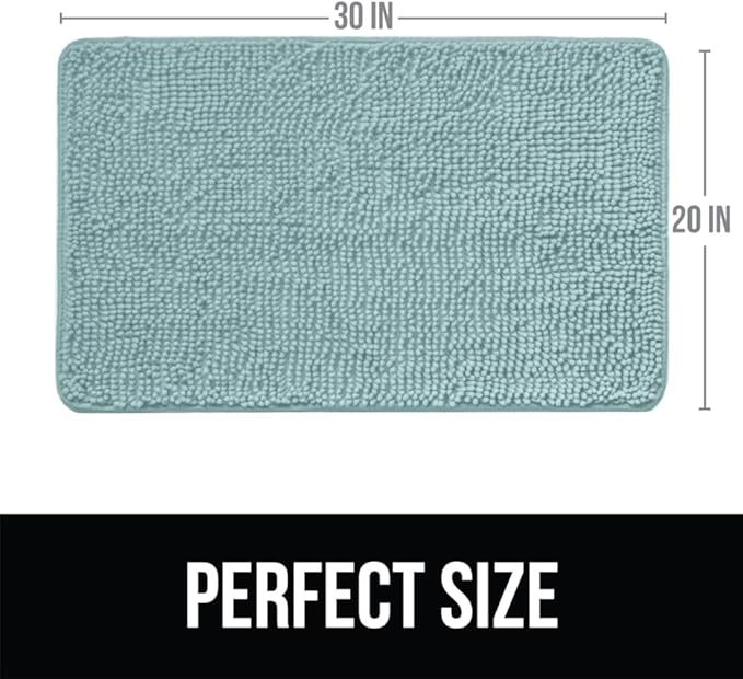 KANGAROO Bathroom Rugs, Chenille Soft Absorbent Bath Rug, Shaggy Shower Mat, Quick Dry Machine Wash Bathmat, Plush Carpet Mats for Tub, Bathtub and Room Home Decor Accessories, 30x20, Seafoam