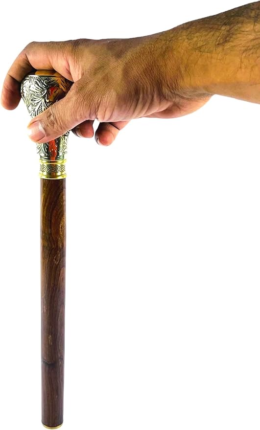 All Black Snake Handle Spiral Wooden Walking Cane