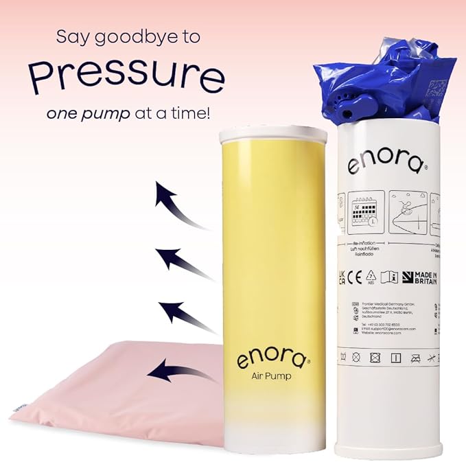 ENORA Air Cushion (Relieving Peach) – Pressure Relief Seat Cushion for Sciatica, Tailbone & Back Pain | Orthopedic Inflatable Chair Support for Office, Travel, Wheelchair & Post-Surgery Use