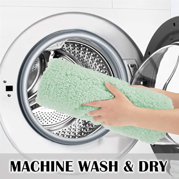 Suchtale Bathroom Contour Rug Non Slip Bath Mat Water Absorbent Soft Microfiber Shaggy Bathroom Mat Machine Washable Bath Rug for Bathroom Thick Plush U Shape Toilet Rug (20 x 24, Pale Green)