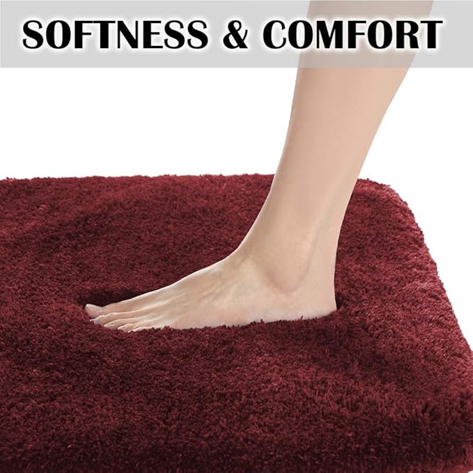 Suchtale Large Bathroom Rug Extra Soft and Absorbent Shaggy Bathroom Mat (24 x 40, Red) Machine Washable Microfiber Bath Mat for Bathroom, Non Slip Bath Mat, Luxury Bathroom Floor Mats Rubber Back