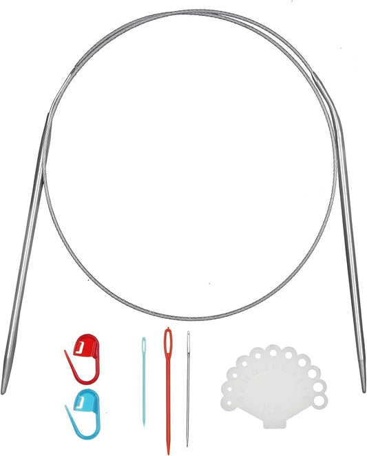 31inch (80cm) Stainless Steel Circular Knitting Needle Size US 3 (3.25mm) Metal Knitting Needles Set for Making Sweater Shawl Scarf
